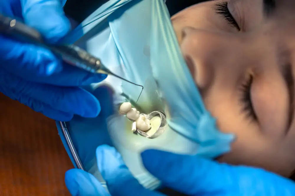 Patient holding lost dental crown needing same-day repair in Fairfield CA
