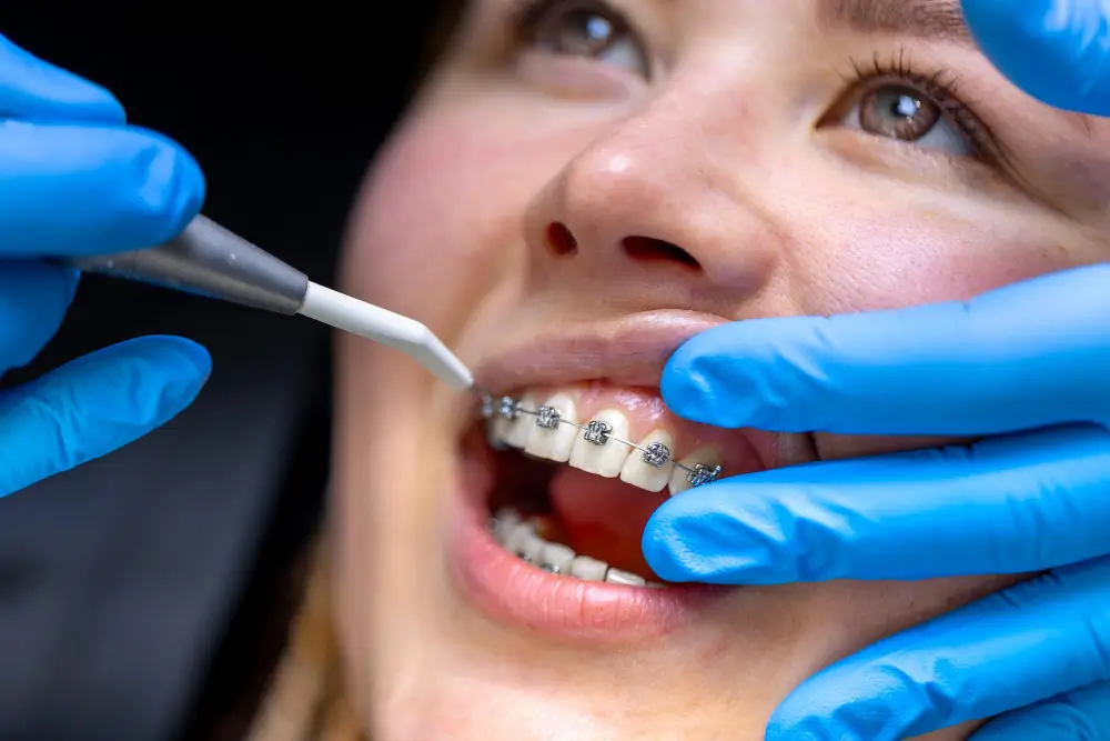 Patient with broken bracket needing orthodontic repair in Fairfield CA